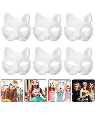 Homoyoyo 6 PCS DIY Cat Masks - Unpainted Paper Mache Masquerade Masks for Halloween Cosplay & Costume Parties - Buy Online on GoSupps.com