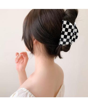 Furitou 2 Pack Checkered Hair Claw Clips - Black and White Large Barrettes for Strong Hold - Women's Hair Accessories - Buy Online on GoSupps.com