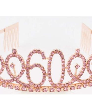 Minkissy Birthday Crown 60th Rhinestone Birthday Tiara with Comb Crystal Princess Tiara Headband for Birthday Party(Rose Gold) - Buy Online on GoSupps.com