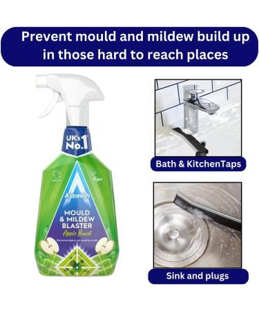 Astonish Mould and Mildew Cleaning Spray 750ml with Crevice Gap Brush. Hard Bristle Cleaning Brush for narrow corners of Home Kitchen and Bathrooms - Buy Online on GoSupps.com