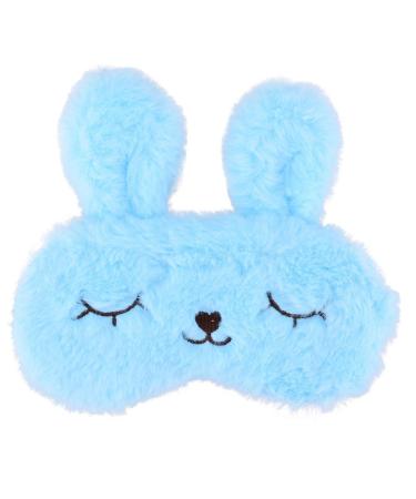 Ulife Mall Funny Cute Bunny Eye Mask for Sleeping Travel Soft Plush Fluffy Blindfold Sleep Mask Novelty Personalised Rabbit Eye Cover Breathable Eyeshade for Kids Girls Boys Women Blue