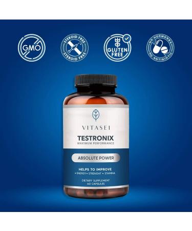 VITASEI Testronix Performance Supplement for Men - Energy and Muscle Supplements for Mens Health - 60 Capsules (Pack of 2) 60 Count (Pack of 2) - Buy Online on GoSupps.com