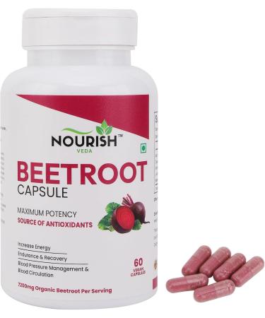 Organic Beet Root Capsules 60 Capsules 7200mg | 30-Day Supply | Beetroot Powder Supplement for Natural Energy Vegan Non-GMO