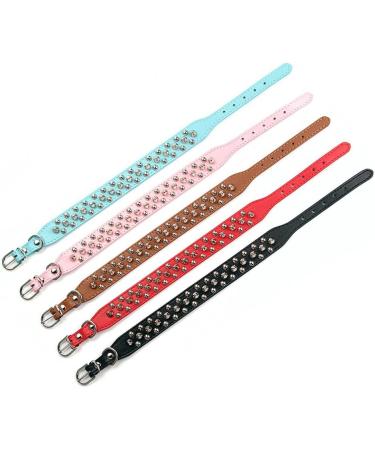 Aolove Spiked Rivet Studded Pet Collar for Cats & Dogs | Adjustable PU Leather | 12-14.5 Neck | Black - Buy Online on GoSupps.com