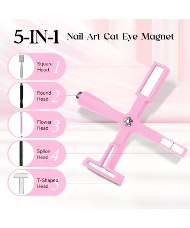 MIZHSE 5 in 1 Cat Eye Nail Magnet Tool | Multi-Function Magnetic Stick for 3D Nail Art | DIY & Salon Essential | Pink - Buy Online on GoSupps.com