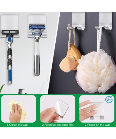 YISIFEINUO 5 Pack Razor Holder Hooks - Self-Adhesive Stainless Steel Storage Hooks for Bathroom & Kitchen | Durable Shower Hooks - Buy Online on GoSupps.com