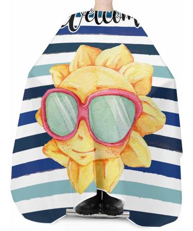 Summer Sunflower Barber Cape - Adjustable Hair Cutting Cape for Women Men & Kids | Fun Geometric Navy Blue Salon Gown - Buy Online on GoSupps.com