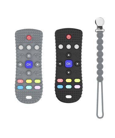 Viyuse Remote teether for Baby  Soft Chew Toys with TV Remote Control Shape  Early Educational Sensory Toy for Babies Teething Relief and Soothe Sore Gum Infant Teether for 12 Months Black