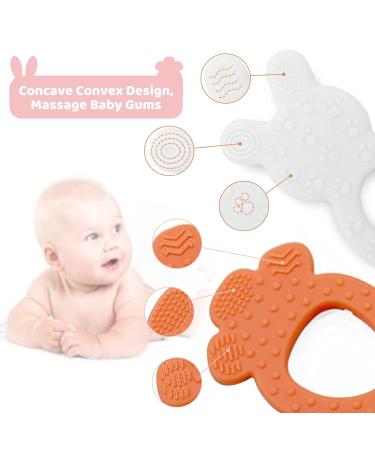PAPACHOO Teething Toys 2 Pack - Bunny Carrot Silicone Infant Teether Set | BPA Free Baby Soothing Toy for Teething Relief - Buy Online on GoSupps.com