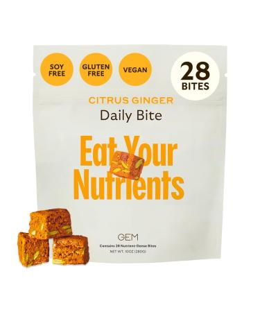 GEM Daily Bite for Women & Men, with 20+ Vitamins, Minerals & Superfoods Like Zinc, Vitamin D, B-Complex, K, Turmeric, Fiber & Prebiotics, Beta Glucan GLP-1 Support & Immunity (Citrus Ginger,28 count) 28 Count (Pack of 1)
