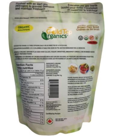 Gold top Organic Ground Flaxseed Cold Milled 454 Gram/Bag by Twinfood A Set of 3 Packs (3 Bags) - Buy Online on GoSupps.com