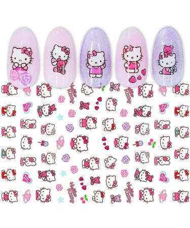 Cute Cartoon Nail Art Stickers 3D Hellokitty Nail Art Decals Self Adhesive Nail Sticker Anime Kawaii Designer Nail Stickers for Girls Kids Women Manicure Tips Decoration (2 Sheets)  - Buy Online on GoSupps.com