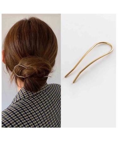 Sttiafay U Shape Hairpin Metal Hair Fork Vintage Hair Sticks Gold Hair Fork Updo Hair Clip Minimalist U Shaped Hair Stick Accessories for Women and Girls Gifts