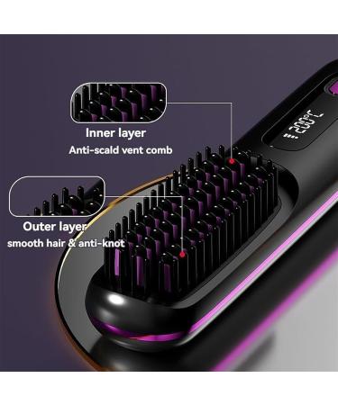 BellaBrush Pro Bella Brush Pro BellaBrush Pro Hair Straightener Brush BellaBrush Portable Straightener Brush Heated Hair Comb Cordless Hair Straightener Comb for All Hair Types (Black) - Buy Online on GoSupps.com