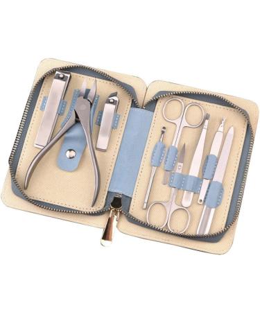Nail Clippers Kit Stainless Steel Nail Clippers 9-Piece Personal Care Nail Manicure Set Nail File Suitable for Men and Women Home Travel Travel Nail Clippers Blue