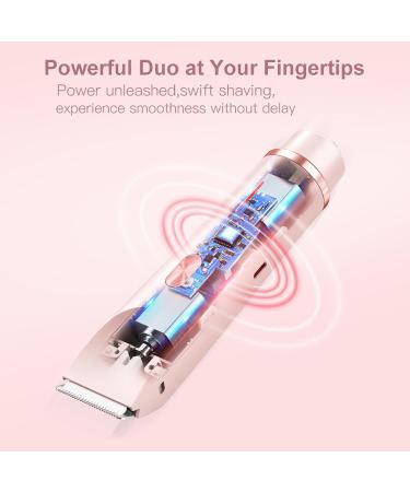 lonnalee Intimate Shaver for Women 2in1 Double Head Electric Shaver Bikini Trimmer Waterproof Wet and Dry Shaver for Face Body Legs and Bikini - Buy Online on GoSupps.com