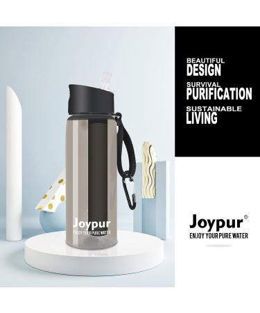 Joypur BPA-Free Water Filter Bottle | 4-Stage Integrated Filter Straw for Camping, Hiking, Travel Abroad | Emergency Backpacking Survival | Replaceable Filter | A-Gray - Buy Online on GoSupps.com