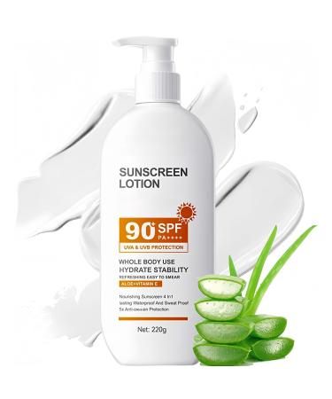 High SPF Sunscreen - Large Capacity SPF 90 Sun Screen Protector for Face & Whole Body - Outdoor Travel Size Sport 90 SPF Sunscreen Moisturizer 220G
