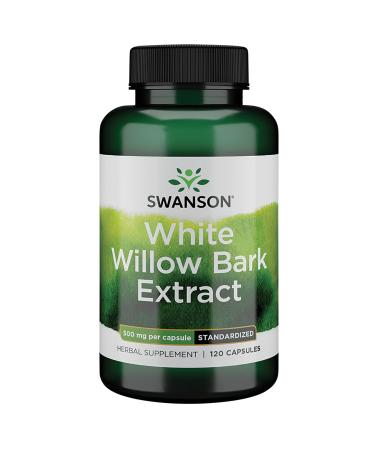 Swanson White Willow Bark Extract - Promotes Joint Support and Muscle Relief - Standardized to 15% Salicin - Natural Supplement with No Stomach Irritation - (120 Capsules 500mg Each)