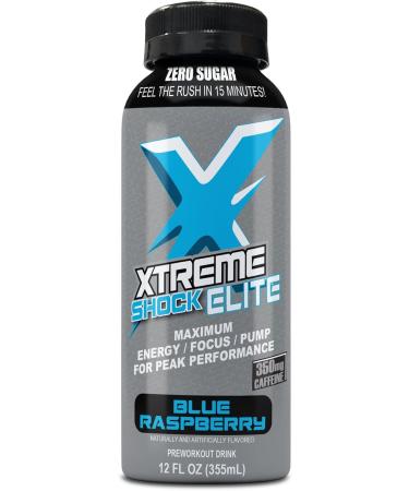 Buy NRG Xtreme Shock Elite Energy Drink - Zero Sugar 350mg Caffeine Alpha GPC for Focus - 16oz/12pk Blue Raspberry - International Shipping Available - Buy Online on GoSupps.com