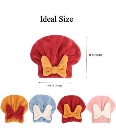 Super Absorbent Microfiber Hair Towel Wrap - Quick Drying Coral Velvet Bow Cap for Thick Curly Hair - Ultra Soft Shower Cap (Blue - Buy Online on GoSupps.com