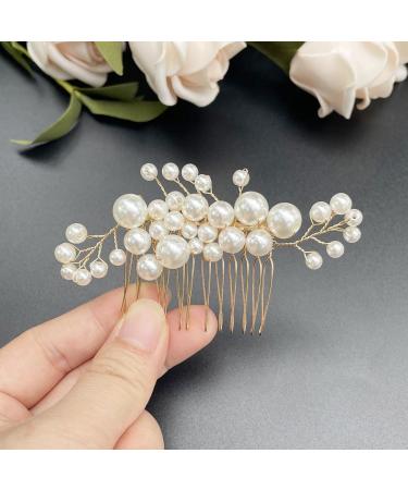 Prosy 5-Piece Bridal Wedding Pearl Hair Comb & Hairpins - Gold Bridal Hair Accessories for Women & Girls - Buy Online on GoSupps.com