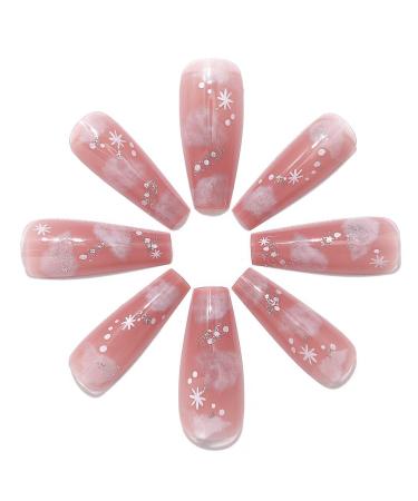 Buy Brishow Long Pink Press-On Artificial Nails - 24 Ballerina Acrylic False Nails for Women & Girls - International Shipping Available - Buy Online on GoSupps.com