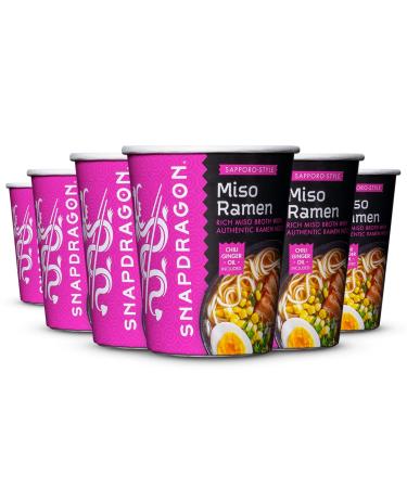 Snapdragon Sapporo-Style Miso Ramen Cups | Rich Miso Broth With Authentic Ramen Noodles | Authentic Flavors | Satisfy Your Craving | 2.2 oz (6 Pack)