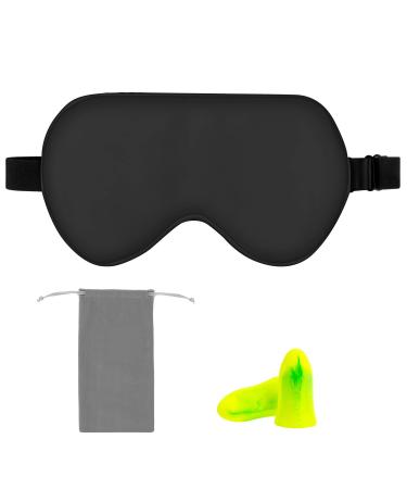 Amazon Basics Genuine Natural Mulberry Silk Curved Sleep Eye Mask with Adjustable Strap One Size Black - Buy Online on GoSupps.com