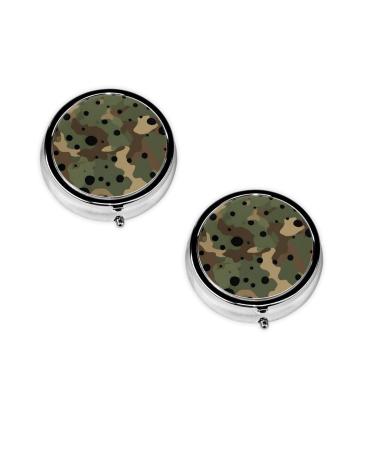 (Camouflage Pattern) Round Pill Box 3 Compartment Pill Box Mini Decorative Pocket Purse Portable Travel Medicine Tablet Vitamin Holder Organizer Pill Case
