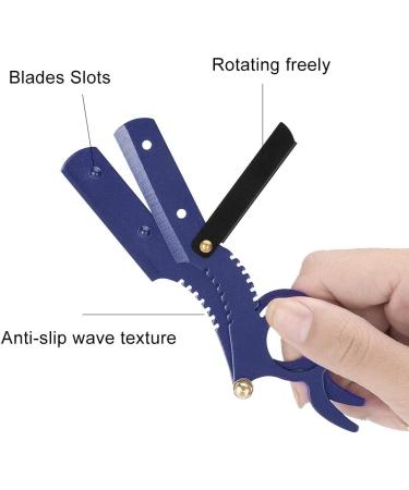 Professional Straight Edge Razor Holder for Men - SYH & AQYE Barber Razor with Easy Blade Replacement (Blue) - Buy Online on GoSupps.com