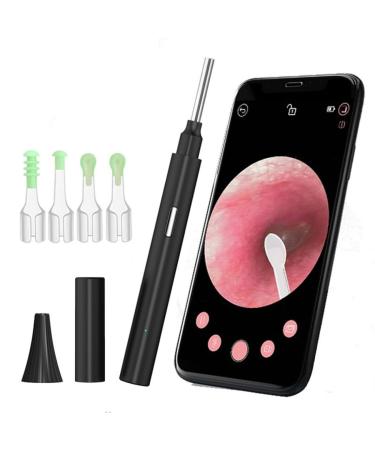 QDCFY OTOSKOK Endoscopic camera tool for removing ear wax wireless otoscope with LED light for iPhone iPad and Android smartphone (black) black