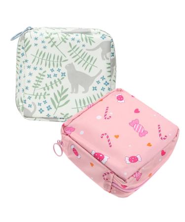 Gleavi 2 piece of beautiful period pocket zipper-period pocket practical holder period pocket compact period pocket pad bag storage bag monthly