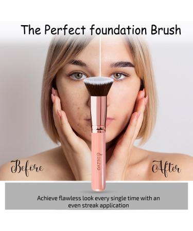 Flat Top Kabuki Foundation Brush - Premium Makeup Brush for Liquid Cream & Powder - Perfect Buffing & Blending Tool - Angled Eyebrow Brush Spoolie & Pink Beauty Blender - Buy Online on GoSupps.com