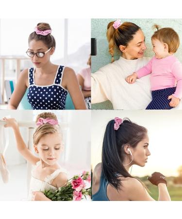 20 Pcs Pink Velvet Hair Scrunchies for Women and Girls - Soft Elastic Bobbles Ropes in Solid Colors - Cute Hair Accessories by Didder - Buy Online on GoSupps.com