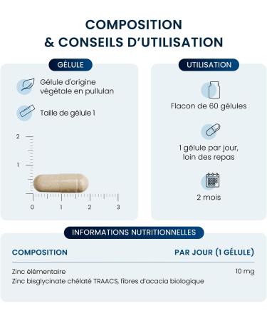 Zinc Bisglycinate - 60 Capsules - Immune System Skin and Vision - Chelated Form for Maximum Bioavailability - 10mg per capsule - 100% Vegan and No Additives - Dynveo - Buy Online on GoSupps.com