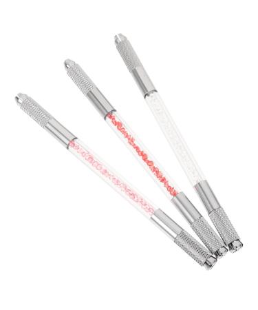 NUOBESTY Lot de 3 Stylos Sourcils Double Pointe en Cristal Crayons de Microblading Manuels Multifonctions Couleurs Assorties Outils de Maquillage Pr cis pour Dessin et Tatouage des