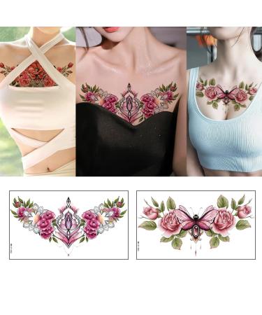 10-Sheet Realistic Butterfly Flower Temporary Tattoos for Women - Waterproof Body Art Stickers for Waist, Thigh, Chest, Hip - Long Lasting - Buy Online on GoSupps.com