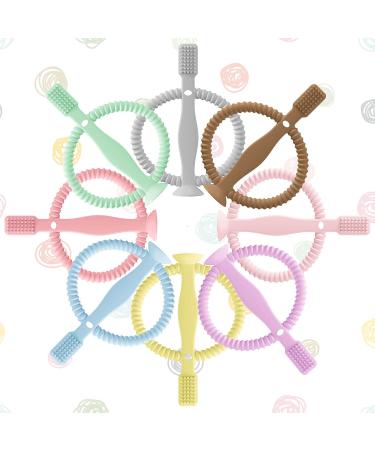 Soothing Silicone Baby Toothbrush with Suction Base - 3-in-1 Teething Toy for Infants - Textured for Gum Massage and Teething Relief - Includes Easy-Hold Handle and Car Seat Toy - Brown - Buy Online on GoSupps.com