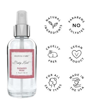 Olivia Care Body Mist Spray Made with Natural Sugared Rose Fragrance Scent - Refreshing Soothing & Moisturizing - Eliminate Odor with Fresh Floral Aroma - Buy Online on GoSupps.com