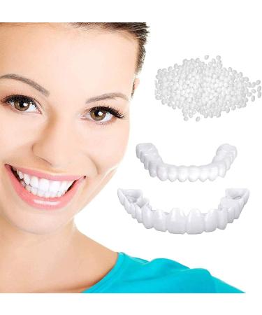 Giural 2 pairs upper and lower dentures S osmetic tooth veneer comfort adjustment festival fit flect -fit quick prostheses for men women in a size