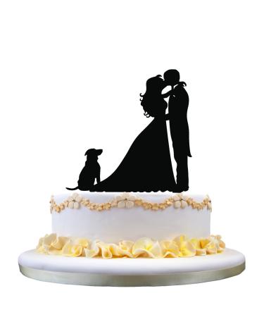 zhongfei Couple(bride and groom) kissing cake topper dog cake topper pet wedding cake topper