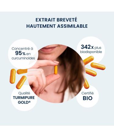 Curcumine BIO Optimis e qualit TurmiPure Gold - 95% Curcumino des - Articulations Circulation - 340 fois plus Biodisponible - 30 G lules Vegan Fabriqu France - Dynveo 9 g (30 Capsules) - Buy Online on GoSupps.com