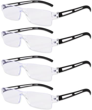 Shop Blue Light Reading Glasses for Men & Women - 4 Pairs 1.5x Magnification Black - Perfect for Computer Use - Buy Online on GoSupps.com