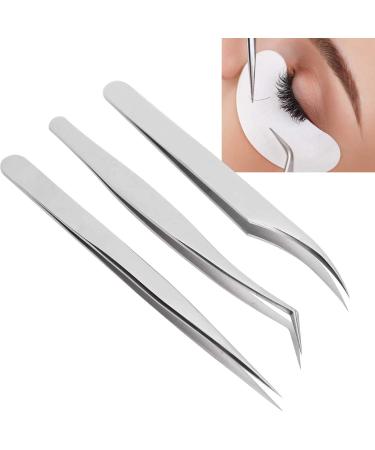 Premium Eyelash Extension Tweezers Set - 3-Part Silver Dolphin Tool for Perfect Fans - Buy Online on GoSupps.com
