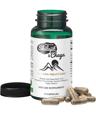 Golden Mountains Chaga Mushroom Supplements Shilajit Capsules 90 Count Natural Vegetarian Mushroom Capsules with Shilajit Chaga Powder Pure and Safe Mushroom Blend Promotes Energy Focus - Buy Online on GoSupps.com