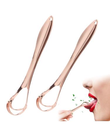 Tongue scraps made of 420 stainless steel 2 pieces of metal-tongue-clean clay scraper tongue cleaner fresh breath for a fresh breath tongue cleaner with grip for adults and children (rose gold)