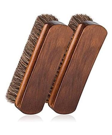Shoe Brush 2pcs/Set Horsehair Shoe Brush Shine Brushes Scraping Tool with Horse Hair Bristles for Boots Shoes & Other Leather Care Brush Brush Onecolor