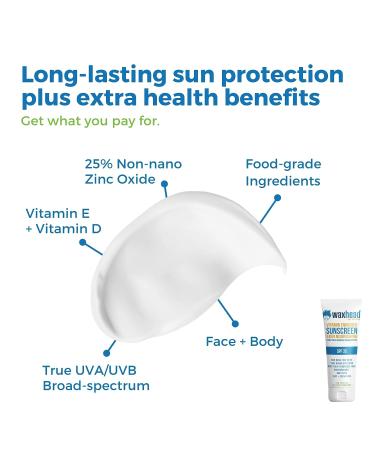 Waxhead Zinc Oxide Sunscreen - Biodegradable Zinc Sunscreen for Sensitive Skin - EWG Rated 1 (4 oz) - Buy Online on GoSupps.com