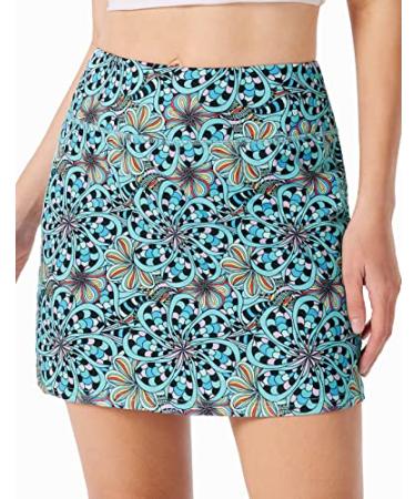 JACK SMITH Women's Active Athletic Skorts Exercise Skirt with Pocket for Tennis Golf Sport Workout Flower Print 01 X-Large